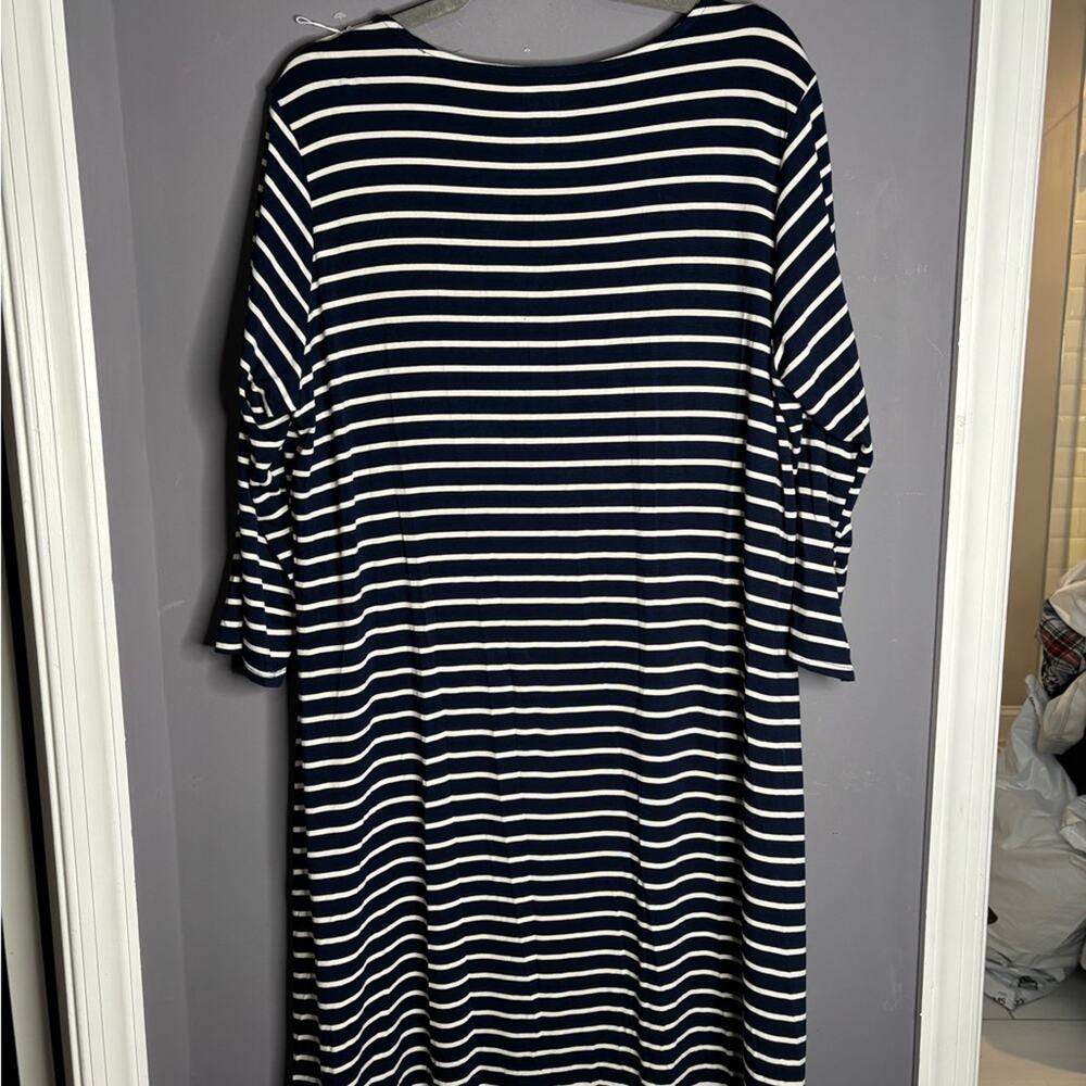 Pip & Vine Navy Blue Striped Long Sleeve Midi Dress Plus 3X - Picture 6 of 7
